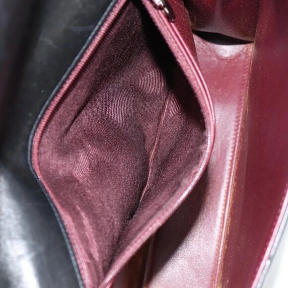 CHANEL Chain Hand Bag Lamb Skin Black Silver CC Auth 138566A - Picture 12 of 16